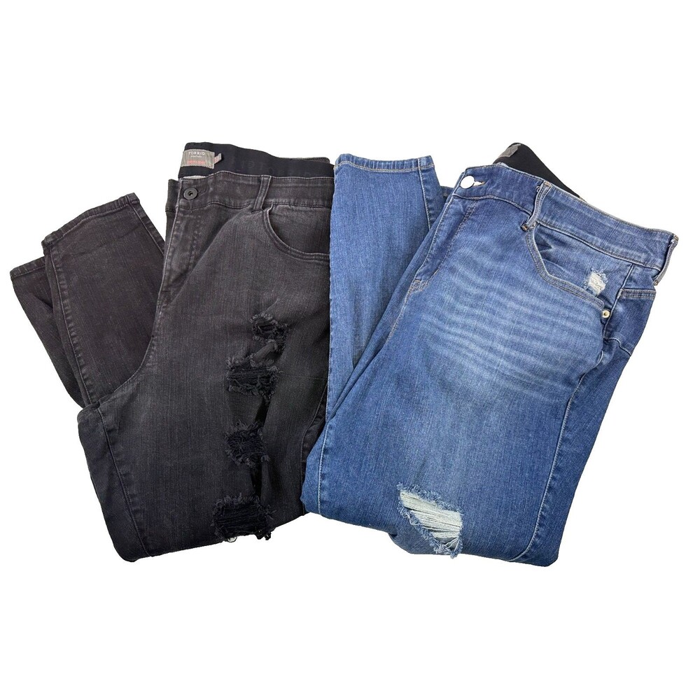 Torrid Bombshell Skinny Blue Jeans Black Denim Distressed Stretch Zip Womens 26R